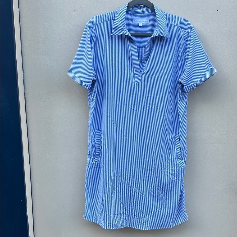 Southern Tide Blue Striped Mini Dress